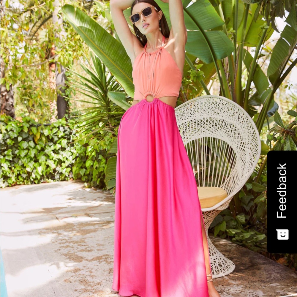 COPY - VICI Key West Satin Halter Cut Out Maxi✨